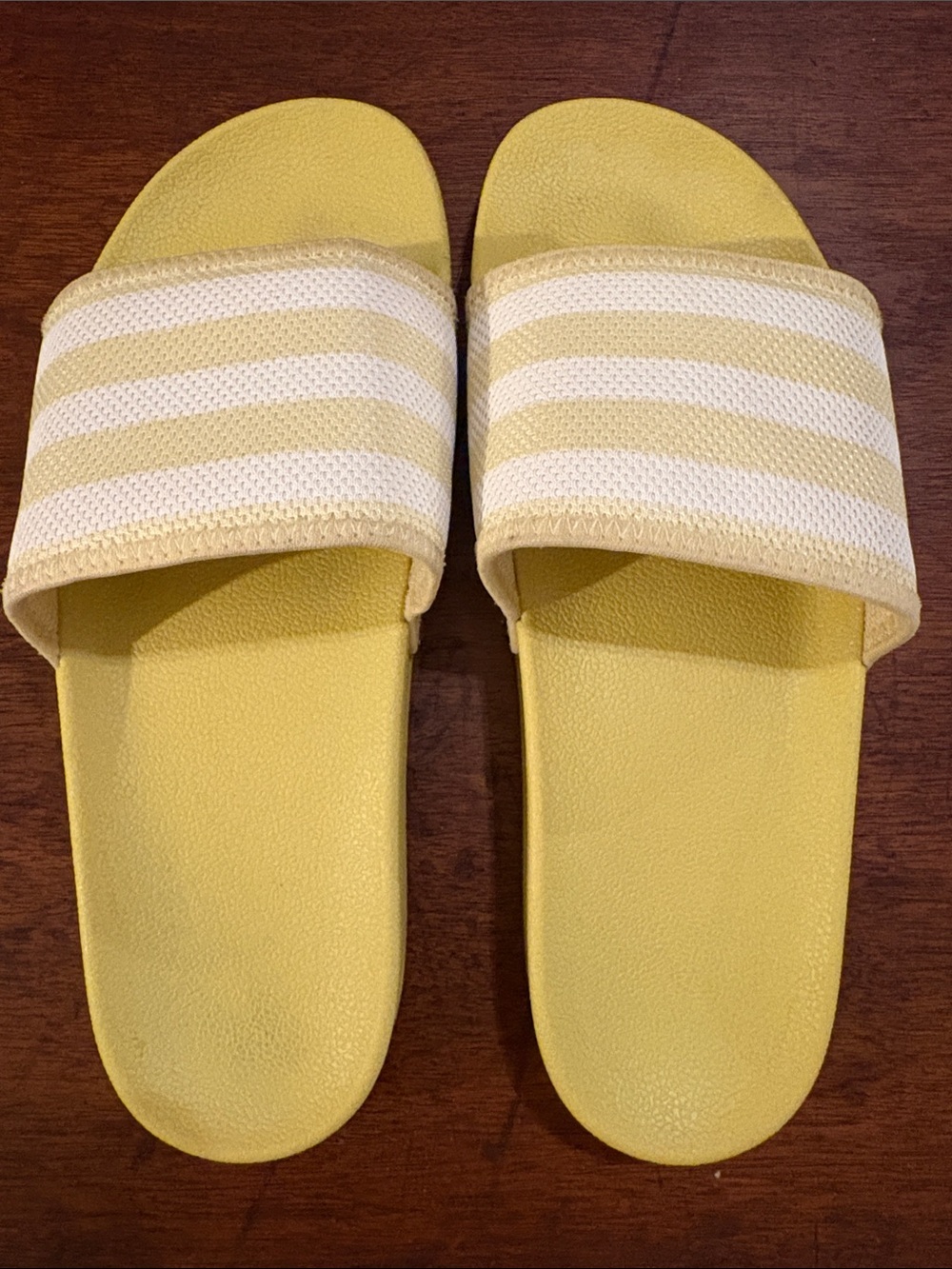 adidas Yellow and White Slide Sandals for Men